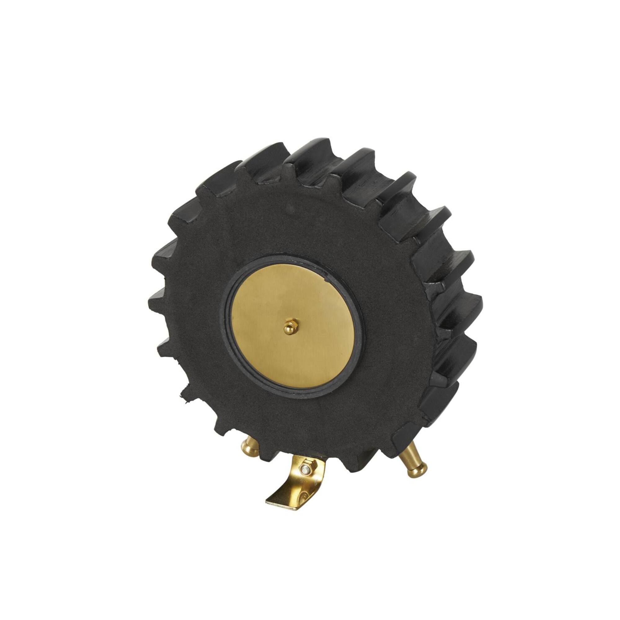 Black Aluminum Gear Clock with Gold Hands and Legs